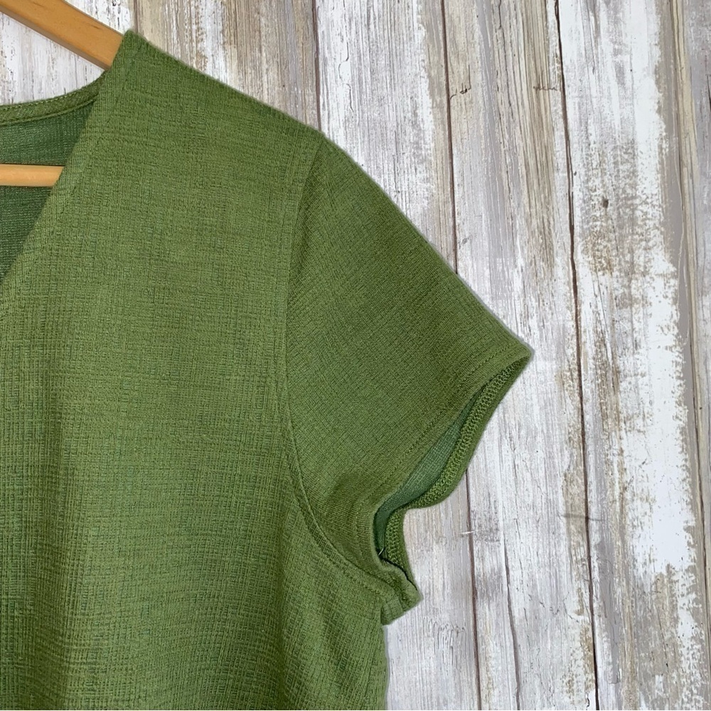 J.Crew Green Tie Front Button Front Top V Neck Casual Size L - Picture 4 of 6